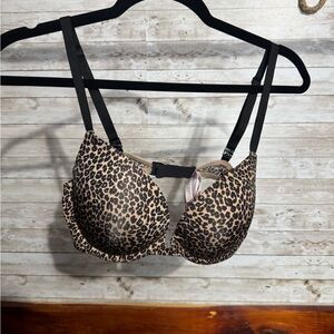 Victoria's Secret Leopard Print Bra with Black Straps push up 36C